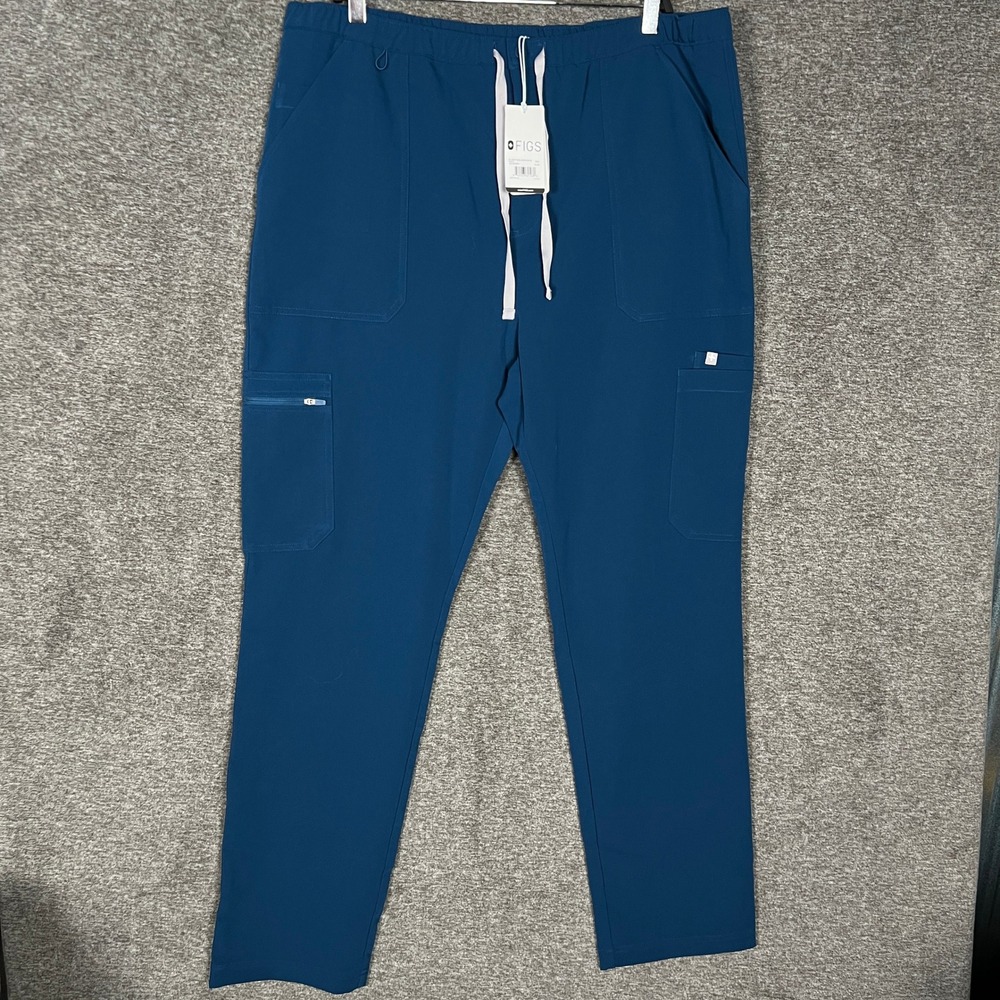 FIGS Cairo Slim Cargo Scrub Pants‎ Mens 2XL Blue Teal Medical Doctor Nurse